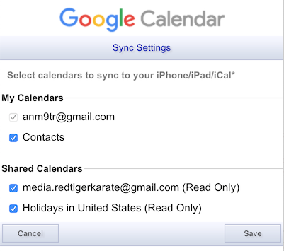 Google Calendar Sync